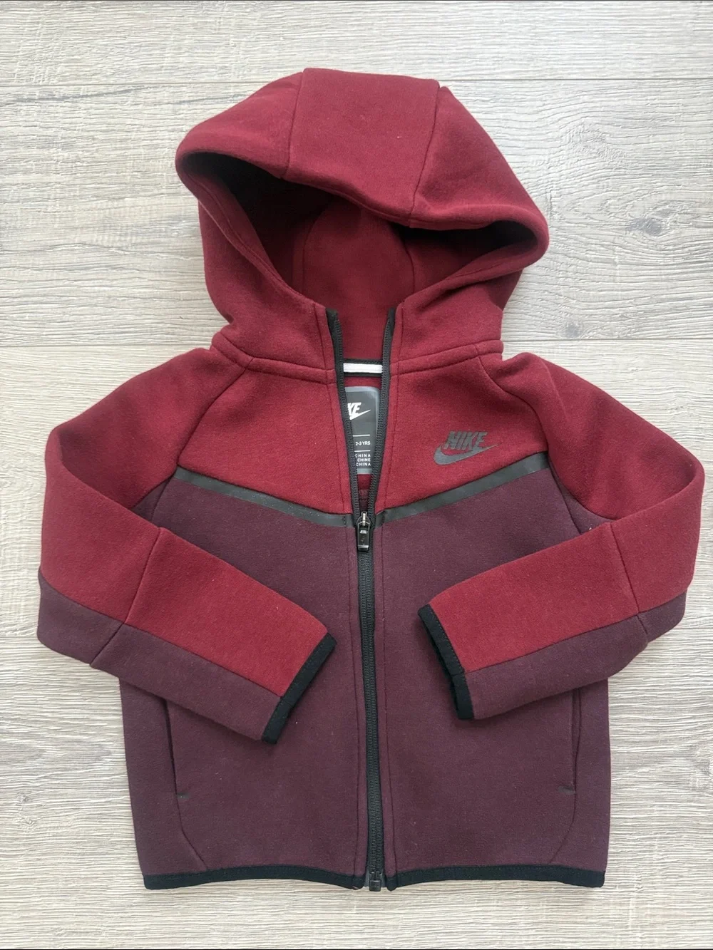 Nike Kids Tech Fleece Full Zip Up Set - Burgundy & Maroon 3t - Picture 2 of 5